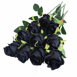 10Pcs 19.68in/50cm Artificial Rose，Realistic Bouquet of Long stemmed False Silk Roses，Simulated Rose，Suitable for Wedding Photography Props Furniture Decoration(black) - thumbnail 6