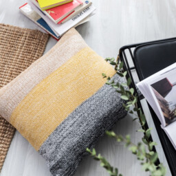 MEROPE, Cotton knit/Fringed Cushion Cover, 50x50cm, gradient color, 1pack - thumbnail 5