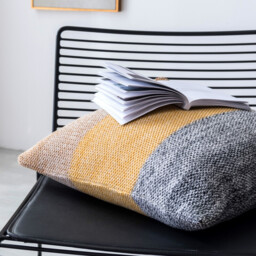 MEROPE, Cotton knit/Fringed Cushion Cover, 50x50cm, gradient color, 1pack - thumbnail 3