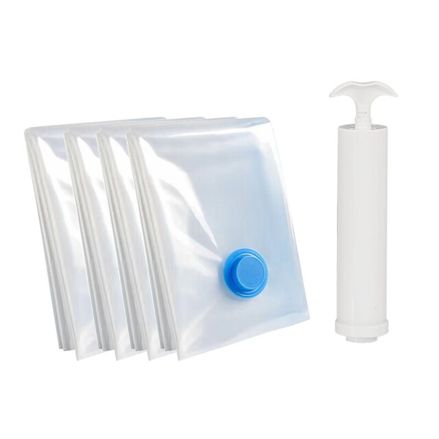 JORDAN&JUDY 5-Pack Large Vacuum Storage Bags + Hand Pump, for Seasonal Clothing & Bedding - image 1