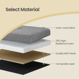 Ochama Light Grey Padded Ottoman with Lid – Foldable Storage Bench, 120L Capacity, Supports 300 kg – Ideal Chest for Bedroom, Hallway, or Living Room, 110x38x38cm - thumbnail 6