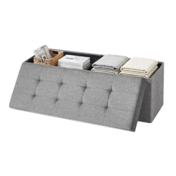 Ochama Light Grey Padded Ottoman with Lid – Foldable Storage Bench, 120L Capacity, Supports 300 kg – Ideal Chest for Bedroom, Hallway, or Living Room, 110x38x38cm - thumbnail 1