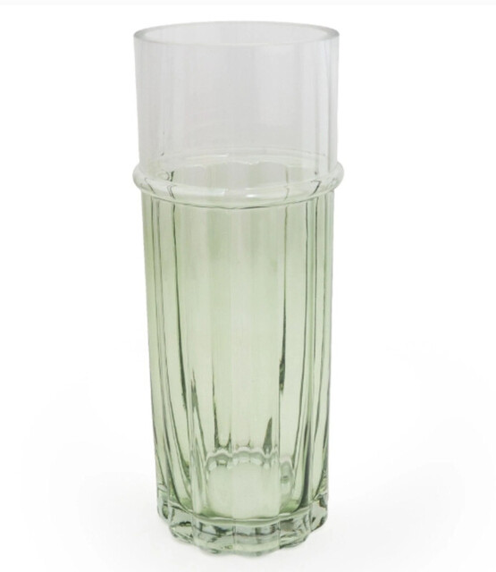 Candlelight Vase Two Tone Glass Green/Clear H:30cm - image 1