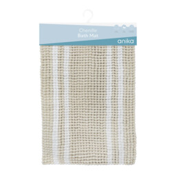Anika Bath Mat Microfibre Chenille Stripe Beige/White 40x60cm - thumbnail 2