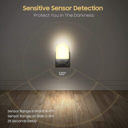 Sensor night light warm white 2800-3200K, SMD LED 0.5W 110-220V ABS+Metal, 20LM for bedroom, nursery, hallway - thumbnail 5