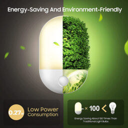 Sensor night light warm white 2800-3200K, SMD LED 0.5W 110-220V ABS+Metal, 20LM for bedroom, nursery, hallway - thumbnail 4