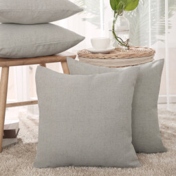 Deconovo faux linen cushion cover light grey color 50*50cm 1pc - thumbnail 5
