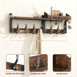 JU7CER Kitchen and bathroom storage hanging rack Wall-mounted Kitchen & Bathroom Storage Rack, Multifunctional Storage Hanger, Modern Style, Multifunctional Hook Rail 43 centimeters in length Ideal for Home - thumbnail 2