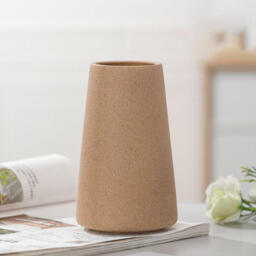 1pc/15cm/6in, Beige Vase - Ceramic Vase, 15 cm Minimalist Boho Decorative Beige for Modern Vase, Flower Vase, Farmhouse Table Shelf Decoration, Pampas Grass Vases, Suitable for Living Room, Living Room, Kitchen（brown） - thumbnail 5