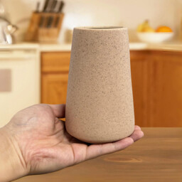1pc/15cm/6in, Beige Vase - Ceramic Vase, 15 cm Minimalist Boho Decorative Beige for Modern Vase, Flower Vase, Farmhouse Table Shelf Decoration, Pampas Grass Vases, Suitable for Living Room, Living Room, Kitchen（brown） - thumbnail 3