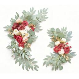 Wei's Moment Wedding Arch Flowers (Pack of 1), Artificial Burgundy Wedding Flowers for Wedding Welcome Signs Decorations and Arch Flower for Wedding Ceremony Reception (Burgundy & Blush) - thumbnail 2