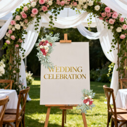 Wei's Moment Wedding Arch Flowers (Pack of 1), Artificial Burgundy Wedding Flowers for Wedding Welcome Signs Decorations and Arch Flower for Wedding Ceremony Reception (Burgundy & Blush) - thumbnail 4