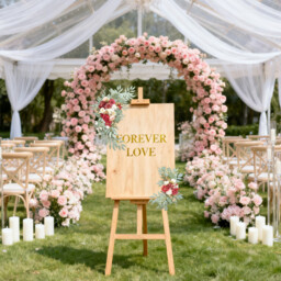 Wei's Moment Wedding Arch Flowers (Pack of 1), Artificial Burgundy Wedding Flowers for Wedding Welcome Signs Decorations and Arch Flower for Wedding Ceremony Reception (Burgundy & Blush) - thumbnail 6