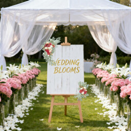 Wei's Moment Wedding Arch Flowers (Pack of 1), Artificial Burgundy Wedding Flowers for Wedding Welcome Signs Decorations and Arch Flower for Wedding Ceremony Reception (Burgundy & Blush) - thumbnail 3