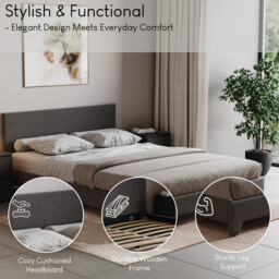 Vida Designs Bed Frame Victoria Linen Dark Grey Double - thumbnail 6