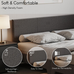 Vida Designs Bed Frame Victoria Linen Dark Grey Double - thumbnail 3