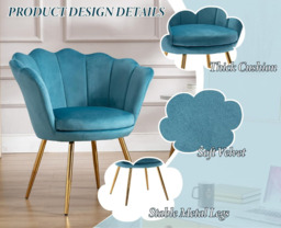 Ya-Home Accent Chair Upholstered Lounge Armchair with Golden Legs, Modern Petal Side Chair Corner Chair for Living Room/Bedroo - thumbnail 4