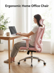 SIHOO M18 Ergonomic Office Chair, Computer Desk Chair with Adjustable Headrest and Lumbar Support, High Back Executive Swivel Chair for Home Office (Morandi Pink) - thumbnail 4