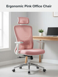 SIHOO M18 Ergonomic Office Chair, Computer Desk Chair with Adjustable Headrest and Lumbar Support, High Back Executive Swivel Chair for Home Office (Morandi Pink) - thumbnail 2