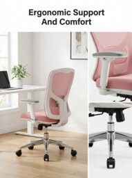 SIHOO M18 Ergonomic Office Chair, Computer Desk Chair with Adjustable Headrest and Lumbar Support, High Back Executive Swivel Chair for Home Office (Morandi Pink) - thumbnail 5