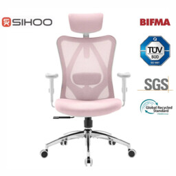 SIHOO M18 Ergonomic Office Chair, Computer Desk Chair with Adjustable Headrest and Lumbar Support, High Back Executive Swivel Chair for Home Office (Morandi Pink) - thumbnail 3