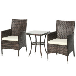 Outsunny 3 Piece Rattan Bistro Set - thumbnail 3
