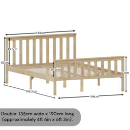 Vida Designs Bed Frame Milan Wooden High Foot Pine Double - thumbnail 5
