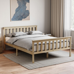 Vida Designs Bed Frame Milan Wooden High Foot Pine Double