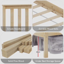 Vida Designs Bed Frame Milan Wooden High Foot Pine Double - thumbnail 2