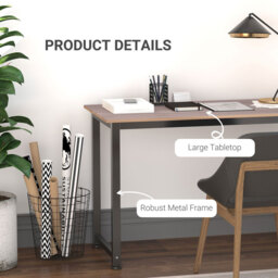 HOMCOM Office Desk, Oak Grain Tabletop/Black Frame - thumbnail 3