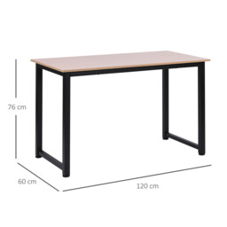 HOMCOM Office Desk, Oak Grain Tabletop/Black Frame - thumbnail 2