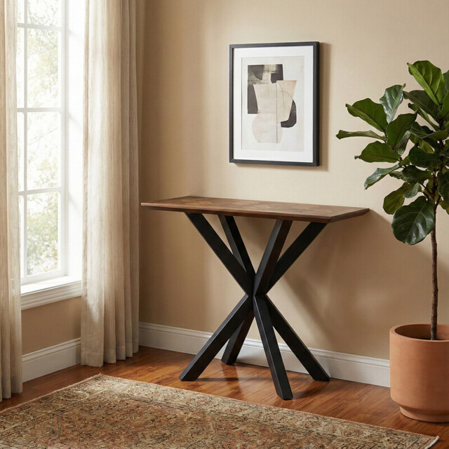 Console Table Nevada Parquet Walnut/Black - image 1