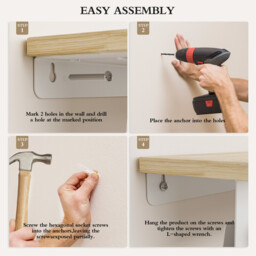 KAPANOU Floating Shelves for Wall， Natural Wood grain Shelf with Front and Back Coat Hooks and Extra Storage Compartments (White), New Year Sale , Top gift picks - thumbnail 5