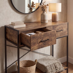 Vida Designs Console Table Brooklyn 2 Drawers Rustic Brown/Black - thumbnail 2
