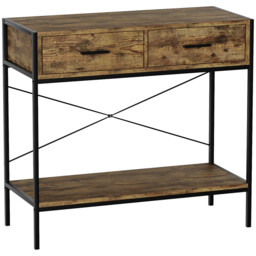 Vida Designs Console Table Brooklyn 2 Drawers Rustic Brown/Black - thumbnail 3