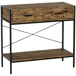 Vida Designs Console Table Brooklyn 2 Drawers Rustic Brown/Black - thumbnail 2