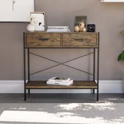 Vida Designs Console Table Brooklyn 2 Drawers Rustic Brown/Black - thumbnail 6
