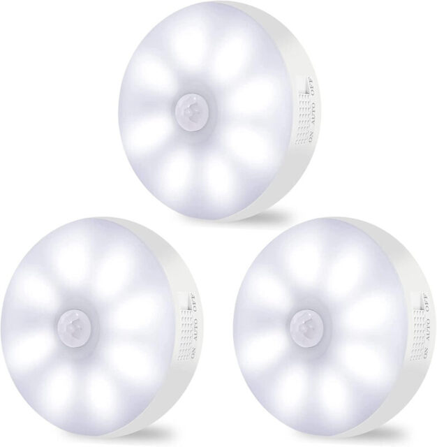 VIVREAL 3 Packs Motion Sensor Lights Indoor Rechargeable Wireless Wall Light LED Stair Night Lights Lamps with Auto/On/Off, New Year Sale , Top gift picks - image 1