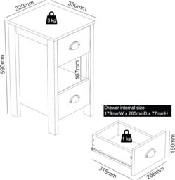Galano Gemma 2pcs Bedside Table – Stylish 2 Drawer Side Tables with Storage – Storage Cabinets for Bedroom, Hallway, or Entryway – White/Oak - thumbnail 4
