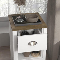 Galano Gemma 2pcs Bedside Table – Stylish 2 Drawer Side Tables with Storage – Storage Cabinets for Bedroom, Hallway, or Entryway – White/Oak - thumbnail 7