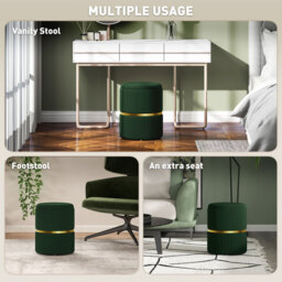 HOMCOM Ottoman Storage Velvet Luxe Green/Gold - thumbnail 6