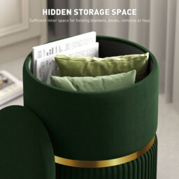 HOMCOM Ottoman Storage Velvet Luxe Green/Gold - thumbnail 3