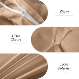 LeBonsoir Khaki Bedding Duvet Cover Set，200x200cm/50x75cmx2 Breathable Durable Soft Comfy， with Zip， 3 Pieces， Includes 1 Duvet Cover & 2 Pillowcases，NO Comforter - thumbnail 7