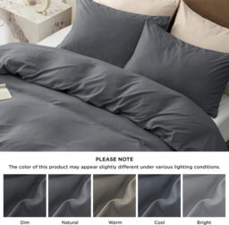 Double Duvet Cover Set - 90% Brushed Microfiber Bed Cover Set with Zipper Closure, Quilt Bedding Cover with 2 Pillowcases, Dark Grey - thumbnail 4