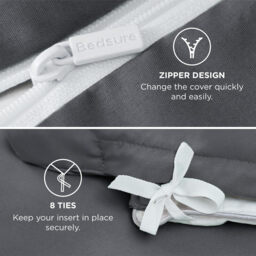 Double Duvet Cover Set - 90% Brushed Microfiber Bed Cover Set with Zipper Closure, Quilt Bedding Cover with 2 Pillowcases, Dark Grey - thumbnail 7