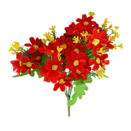 Wei's Moment 6 Bundles of Artificial Balcony  Plants and Indoors, Plastic Flowers Decoration, Faux Plastic, UV-Resistant Flowers for Graves and Garden Bright red - thumbnail 2