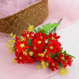 Wei's Moment 6 Bundles of Artificial Balcony  Plants and Indoors, Plastic Flowers Decoration, Faux Plastic, UV-Resistant Flowers for Graves and Garden Bright red - thumbnail 5