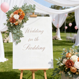 Wei's Moment Artificial Flower Swag Set of 2 for Wedding Welcome Signs Floral Decorations, Burnt Orange Wedding Arch Flowers for Wedding Ceremony - thumbnail 6