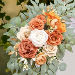 Wei's Moment Artificial Flower Swag Set of 2 for Wedding Welcome Signs Floral Decorations, Burnt Orange Wedding Arch Flowers for Wedding Ceremony - thumbnail 1