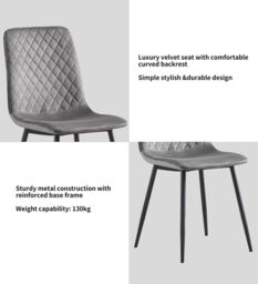 mcc Direct Set of 2 Designer Velvet Fabric Dining Chairs with Metal Legs, Lexi, Yellow - thumbnail 6